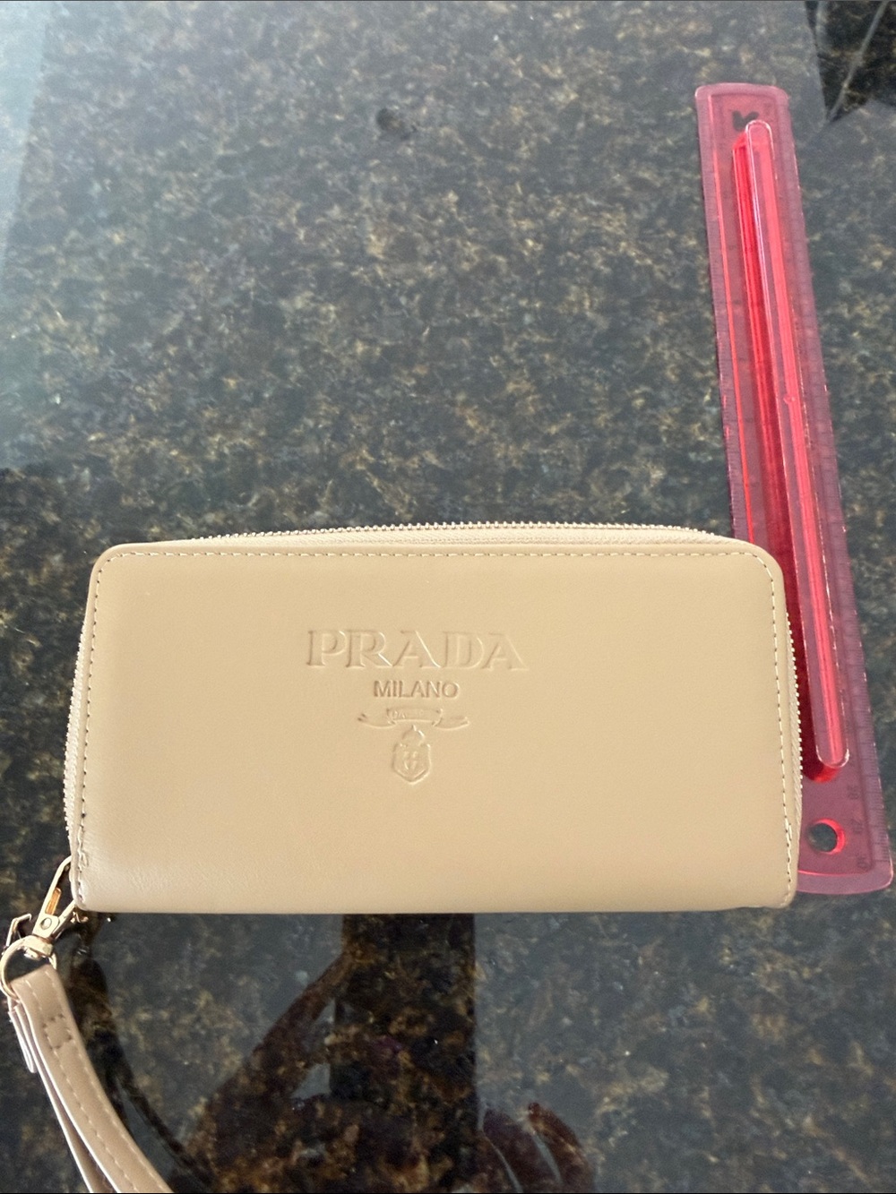 NEW Prada Beige Zip Wristlet Wallet
